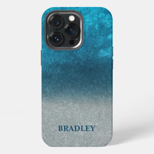 Etui iPhone 13 Pro Fond bleu et gris (Dos)