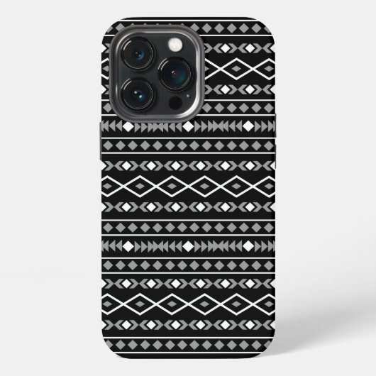Etui iPhone 13 Pro Formes Aztec Motif gris noir (Dos)