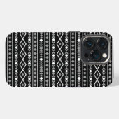 Etui iPhone 13 Pro Formes Aztec Motif gris noir (Verso Horizontal)