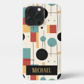 Etui iPhone 13 Pro Formes géométriques modernes avec nom (Verso)