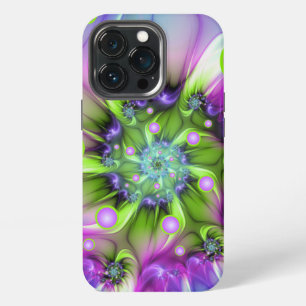 Etui iPhone 13 Pro Formes rondes en spirale colorées Art fractal abst