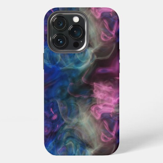 Etui iPhone 13 Pro fumée abstraite rose et bleue (Dos)