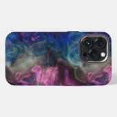Etui iPhone 13 Pro fumée abstraite rose et bleue (Verso Horizontal)