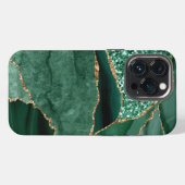 Etui iPhone 13 Pro Géode de marbre doré paillettes vertes Agate (Verso Horizontal)