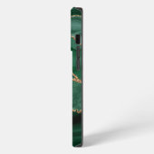 Etui iPhone 13 Pro Géode de marbre doré paillettes vertes Agate (Côté gauche)