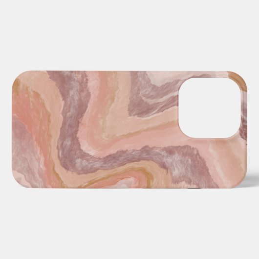 Etui iPhone 13 Pro Géode rose et Brown marbrée (Verso Horizontal)