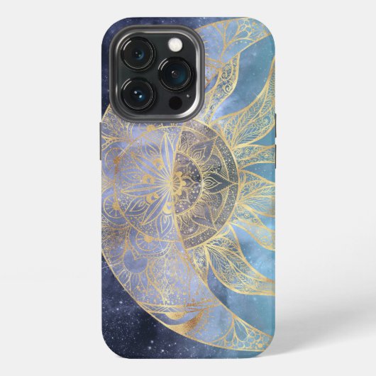 Etui iPhone 13 Pro Gold Moon Sun Mandala Celestial Design (Dos)