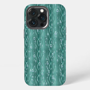 Etui iPhone 13 Pro Gouttes de pluie sur du métal vert