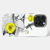 Etui iPhone 13 Pro Graphique jaune de nénuphars (Verso Horizontal)
