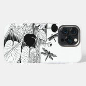 Etui iPhone 13 Pro Graphique noir de nénuphars (Verso Horizontal)