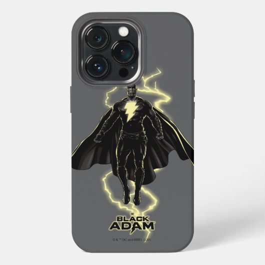 Etui iPhone 13 Pro Graphisme de silhouette de Black Adam éclair (Dos)