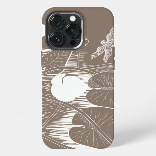 Etui iPhone 13 Pro Gravure de nénuphars (Dos)