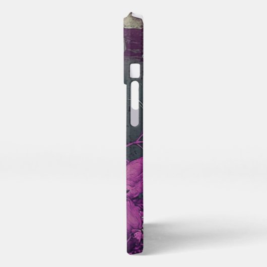 Etui iPhone 13 Pro Grunge Style Papier comme Deep Purple Anemone Flow (Côté gauche)