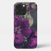 Etui iPhone 13 Pro Grunge Style Papier comme Deep Purple Anemone Flow (Verso)