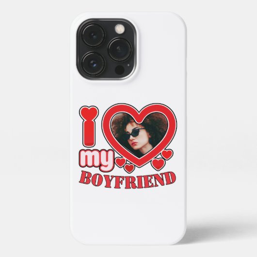 Etui iPhone 13 Pro I Love My Boyfriend Photo personnalisée Coeur (Verso)