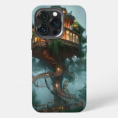 Etui iPhone 13 Pro Imaginaire Tree House Artwork numérique (Dos)