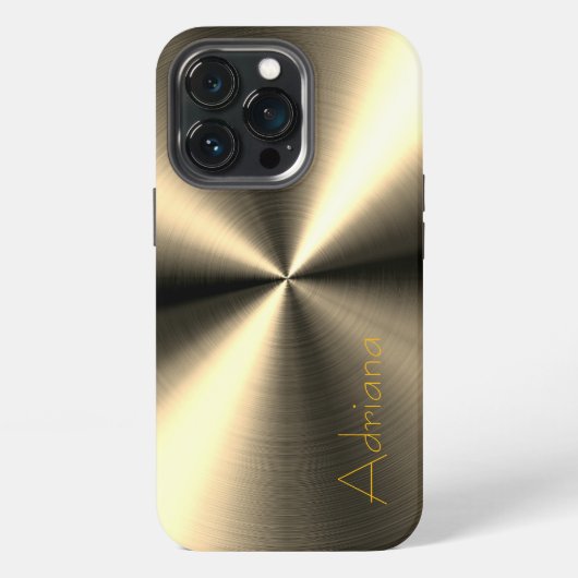 Etui iPhone 13 Pro Impression acier inoxydable argent or (Dos)