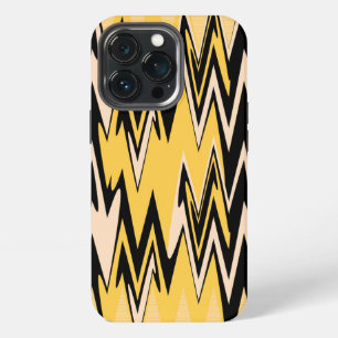 Etui iPhone 13 Pro Jaune et noir Zigzag Chevron Motif