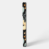 Etui iPhone 13 Pro Joli motif floral noir Beige bleu initial (Côté gauche)