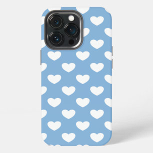Etui iPhone 13 Pro Jolie couleur bleu placide cœurs mignons pois