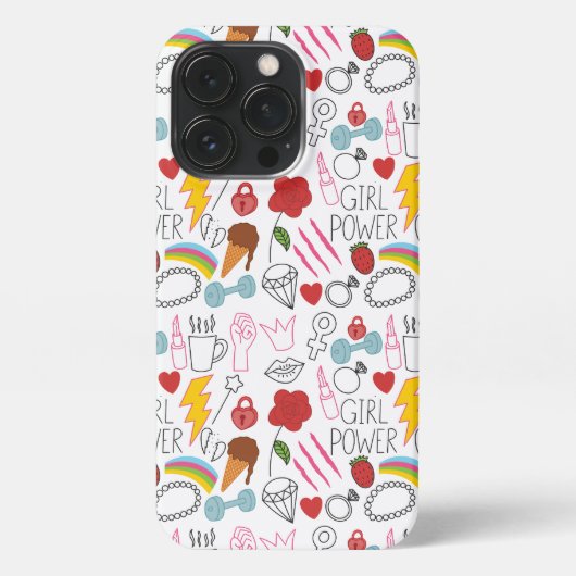 Etui iPhone 13 Pro Jolie fille Whimsical Power Doodle Retro (Verso)