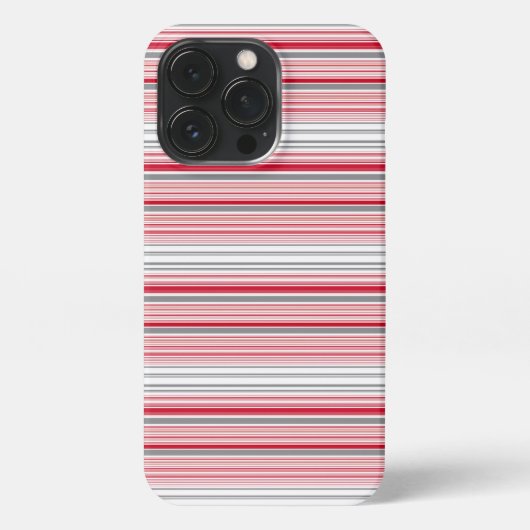 Etui iPhone 13 Pro Jolies rayures grises rouges (Verso)