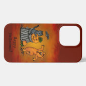 Etui iPhone 13 Pro Joyeux Halloween ! Chien et araignée de chauve-sou (Verso Horizontal)