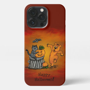 Etui iPhone 13 Pro Joyeux Halloween ! Chien et araignée de chauve-sou