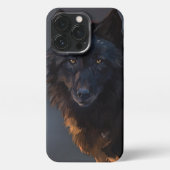 Etui iPhone 13 Pro Loup noir (Verso)