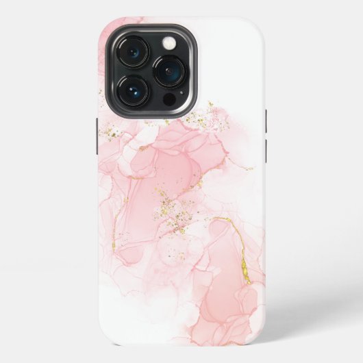Etui iPhone 13 Pro Marbré paillettes roses (Dos)