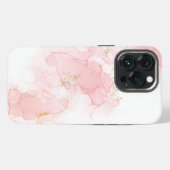Etui iPhone 13 Pro Marbré paillettes roses (Verso Horizontal)