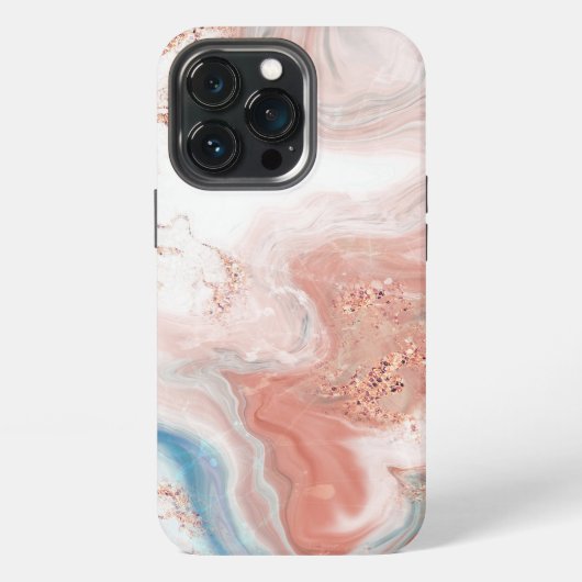 Etui iPhone 13 Pro Marbré rose or (Dos)