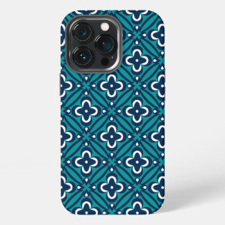 Etui iPhone 13 Pro Marine, Turquoise et blanche
