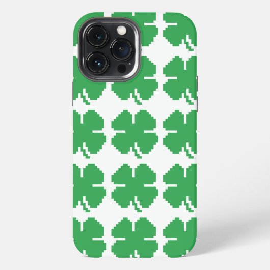 Etui iPhone 13 Pro Max 8 bits Pixel Lucky Four Leaf Clocher (Verso)