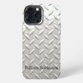 Etui iPhone 13 Pro Max Acier industriel Nom de la plaque de diamant (Verso)