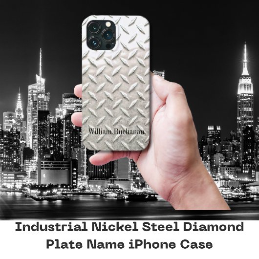 Etui iPhone 13 Pro Max Acier industriel Nom de la plaque de diamant