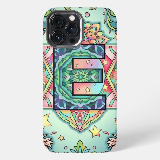 Etui iPhone 13 Pro Max Alphabet E mandala (Verso)