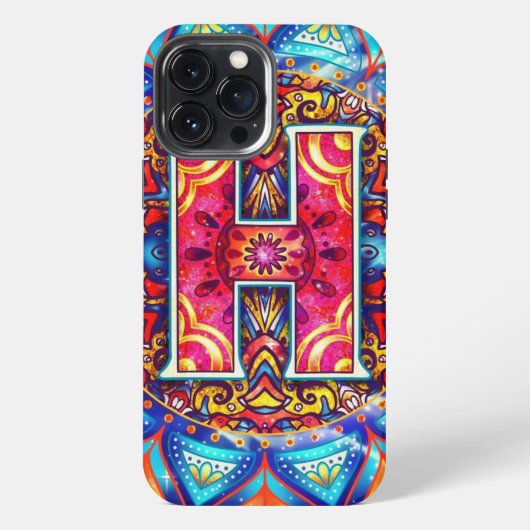 Etui iPhone 13 Pro Max Alphabet H mandala (Verso)