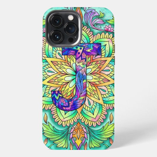 Etui iPhone 13 Pro Max Alphabet J mandala (Verso)