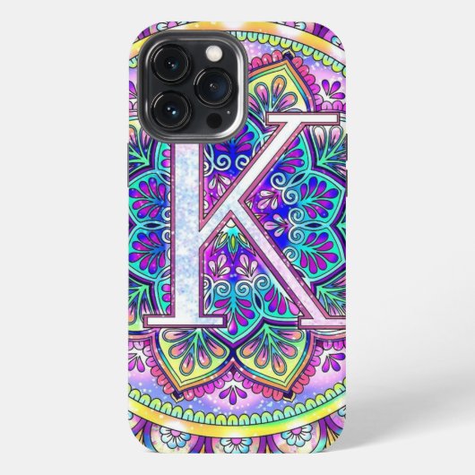 Etui iPhone 13 Pro Max Alphabet K mandala (Verso)