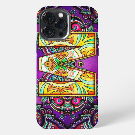 Etui iPhone 13 Pro Max Alphabet M mandala (Verso)