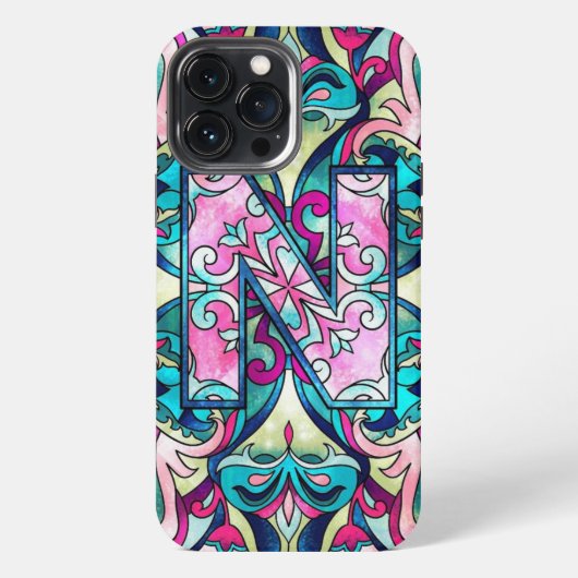 Etui iPhone 13 Pro Max Alphabet N mandala (Verso)