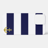 Etui iPhone 13 Pro Max Ancrage or rayures nautiques  (Verso Horizontal)