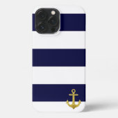 Etui iPhone 13 Pro Max Ancrage or rayures nautiques  (Verso)
