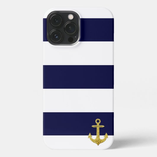 Etui iPhone 13 Pro Max Ancrage or rayures nautiques  (Verso)