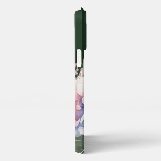 Etui iPhone 13 Pro Max Aquarelle Hydrangea Personnalisé Vert (Côté droit)