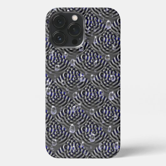 Etui iPhone 13 Pro Max Arrosage sur métal gris bleu (Verso)