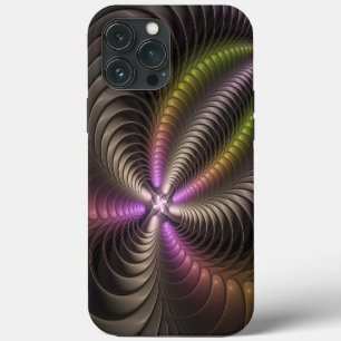 Etui iPhone 13 Pro Max Art abstrait brillant tripant coloré 3D fractal