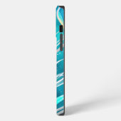 Etui iPhone 13 Pro Max Art abstrait de plage corail bleu (Côté gauche)