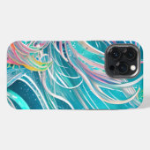 Etui iPhone 13 Pro Max Art abstrait de plage corail bleu (Verso Horizontal)